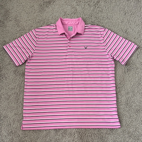 Callaway Opti-Dri Men’s Polo Shirt Pink Striped Size XL - Picture 1 of 7